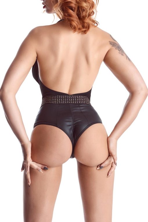 Body with a beautiful cleavage. In the lower part is high-waisted panty shape and a fabric crease on the buttocks.