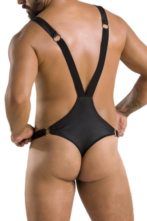 Men's body made of matt imitation leather and wide elastic bands