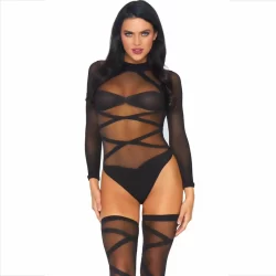 Leg Avenue 2-Piece Bodysuit & Thigh-High Set Black/White One Size