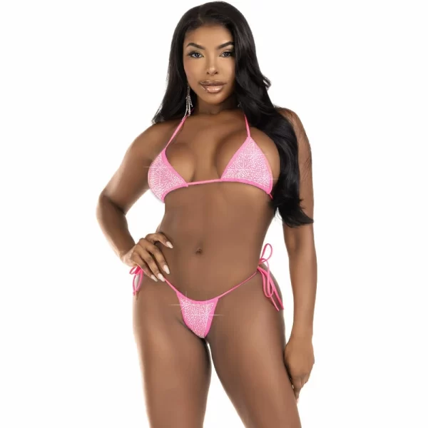 Leg Avenue Diamonds Bikini Fuchsia - Two-Piece Rhinestone Set, One Size