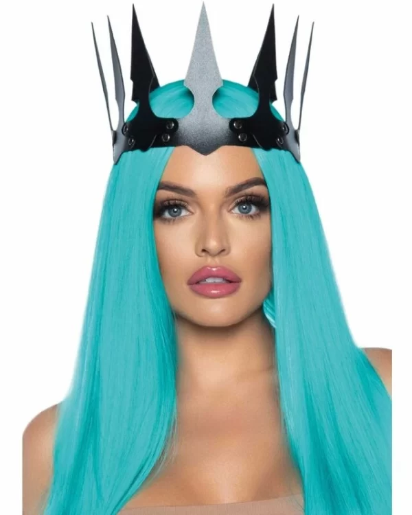 Leg Avenue Maleficent Synthetic Leather Crown with Studs Black - Adjustable