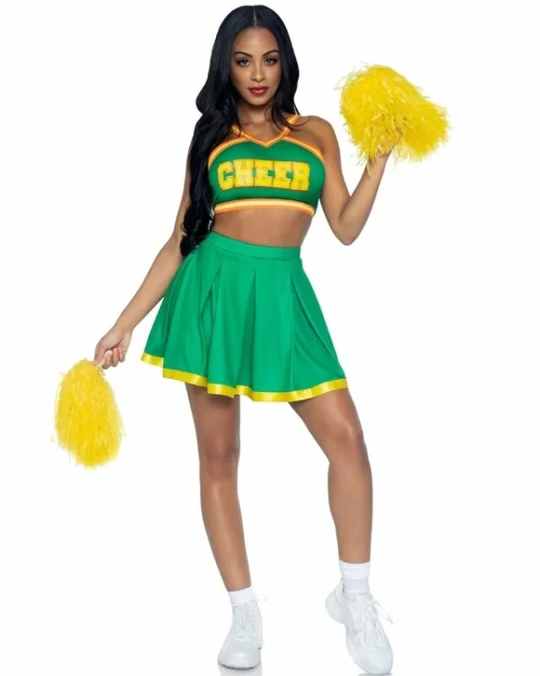 Leg Avenue Cheerleader Costume Green S/M - Sporty Festive Set
