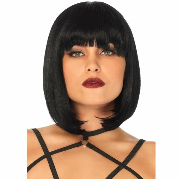Leg Avenue Bob Wig Black - Short Natural Style, Adjustable Fit