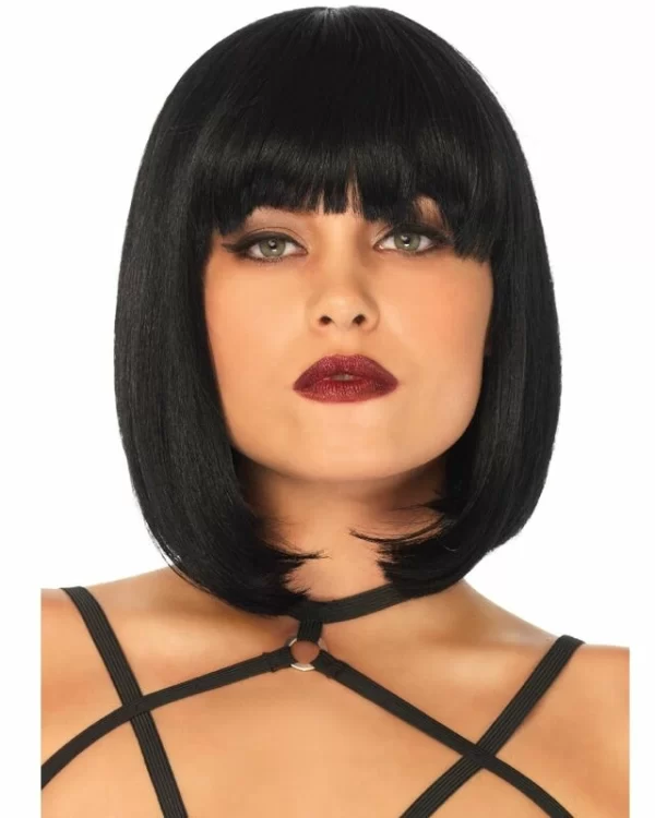 Leg Avenue Bob Wig Black - Short Natural Style, Adjustable Fit