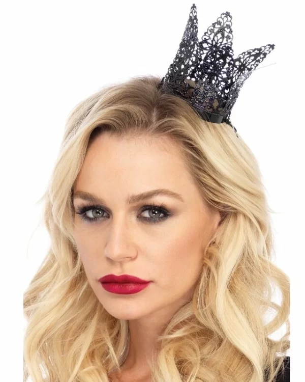 Leg Avenue Mini Metal Filigree Crown Black - Elegant Decorative Accessory