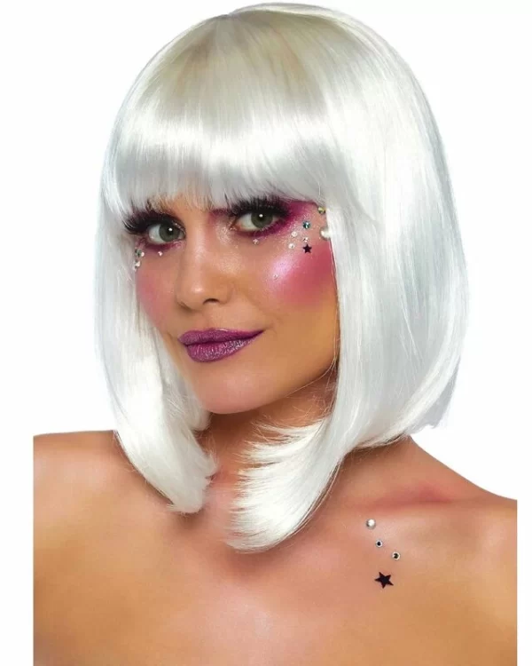 Leg Avenue White Glow in the Dark Long Bob Wig - Phosphorescent Effect