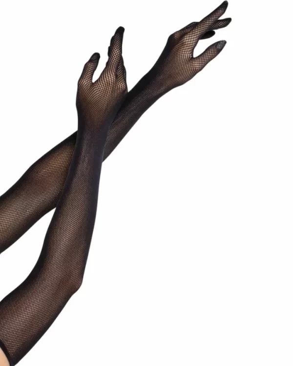 Leg Avenue Opera Fishnet Long Gloves Black - Elbow-Length Vintage Style
