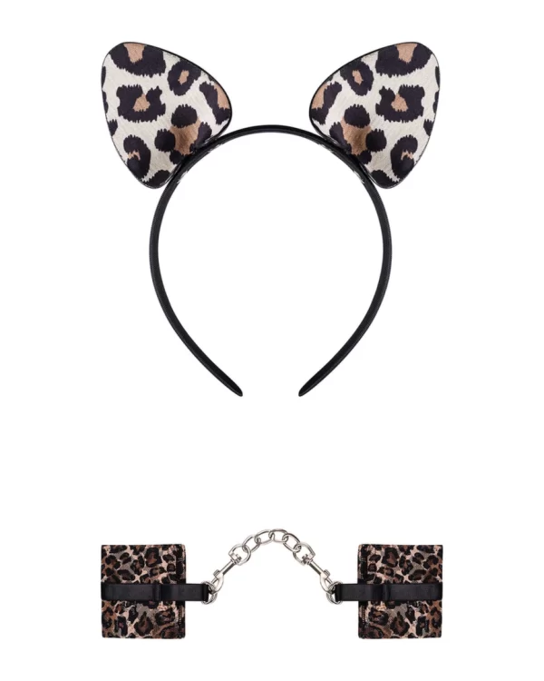 Obsessive Tigerlla Cat Ears & Spotted Handcuffs Set, One Size