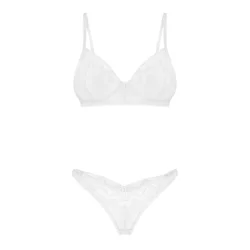Obsessive Alissium White Lingerie Set XS/S - Lace & Sheer 2-Piece