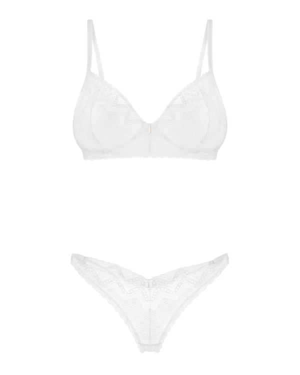 Obsessive Alissium White Lingerie Set XS/S - Lace & Sheer 2-Piece