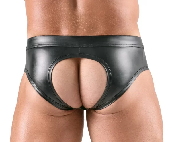 Svenjoyment Men's Shiny Open-Back Briefs S Black Comfort Fit