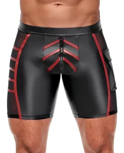 NEK Men's Fitted Shorts Black/Red S with Mesh Inserts & Pocket