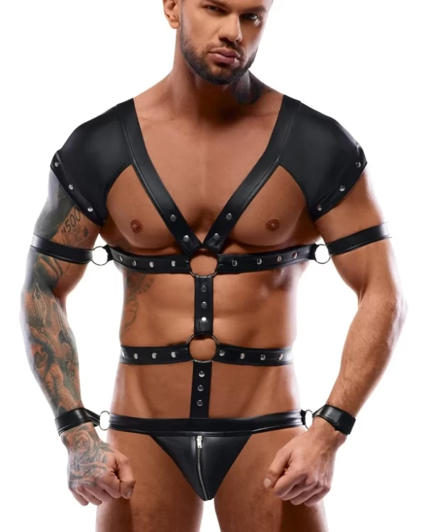 Svenjoyment Bondage Men's Harness Body S Black Adjustable Straps