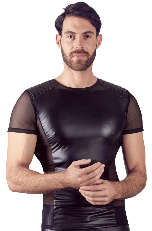 NEK Men's Biker-Style Shirt Matte Look S Powernet Inserts Black