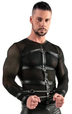 Svenjoyment Bondage Powernet Shirt with Harness & Matte Details S