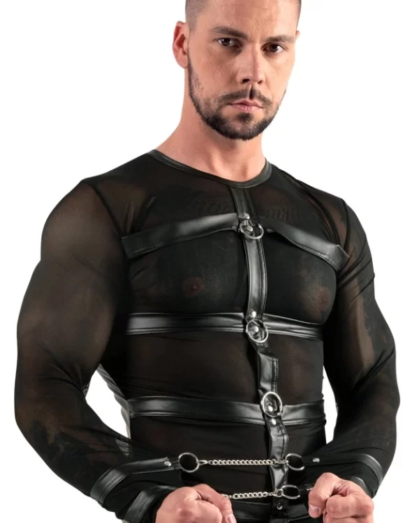 Svenjoyment Bondage Powernet Shirt with Harness & Matte Details S