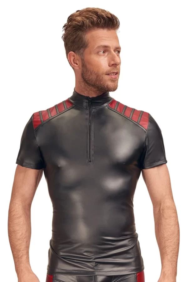 NEK Men's Shirt Black/Red S - Matte Look, Red Shoulder Inserts