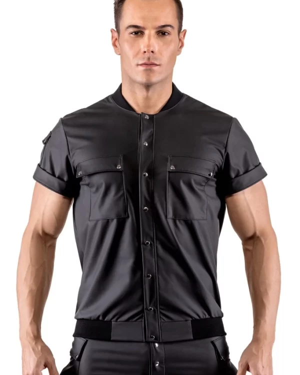 Svenjoyment Blouson Shirt S Matte Black with Pockets Press Studs