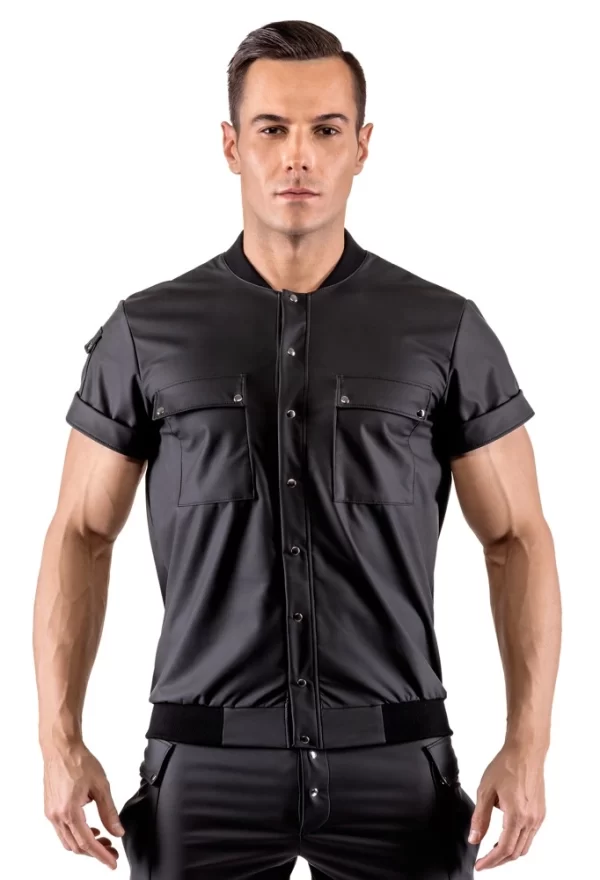 Svenjoyment Blouson Shirt S Matte Black with Pockets Press Studs