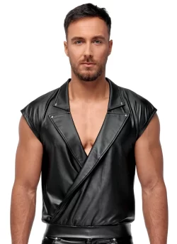 NEK Matte Black Shirt S - Biker-Inspired, Stretch, Overlapping Front
