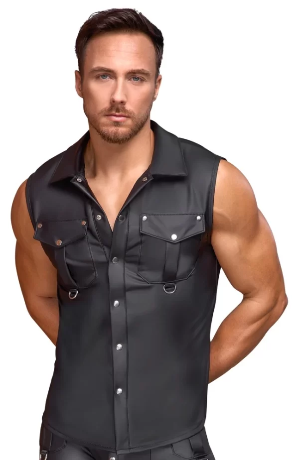 NEK Sleeveless Black Matte Shirt S - Fitted Modern Design with D-Rings