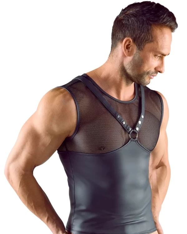 Svenjoyment Harness Style Sleeveless Top Matte Black Mesh S