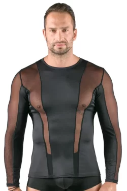 Svenjoyment Long Sleeve Menâ€™s Shirt Black Net Insert S