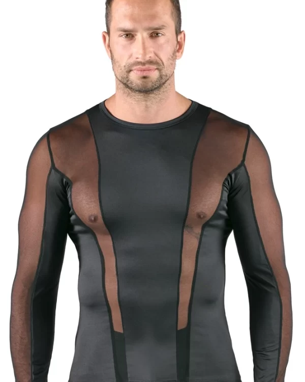 Svenjoyment Long Sleeve Menâ€™s Shirt Black Net Insert S