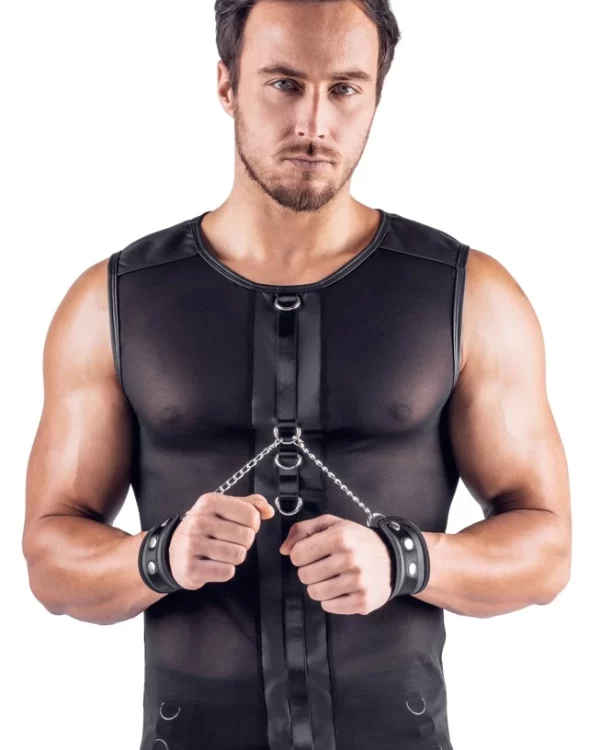 Svenjoyment Bondage Net Shirt with Matte Details & Adjustable Cuffs S