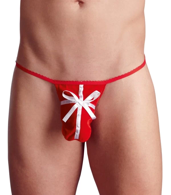 Cottelli Collection Men's Red Velvet String S-L with Satin Bow