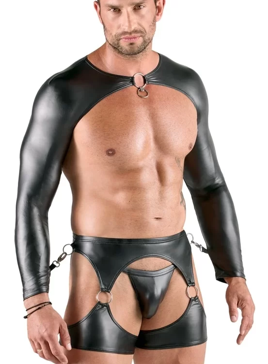 Svenjoyment Bondage Set S - 3-Piece Matte Black Stretch Kit with Rings