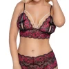 Cottelli Curves Pearl Lace Bra Set XL/2XL - Floral Two-Tone Design
