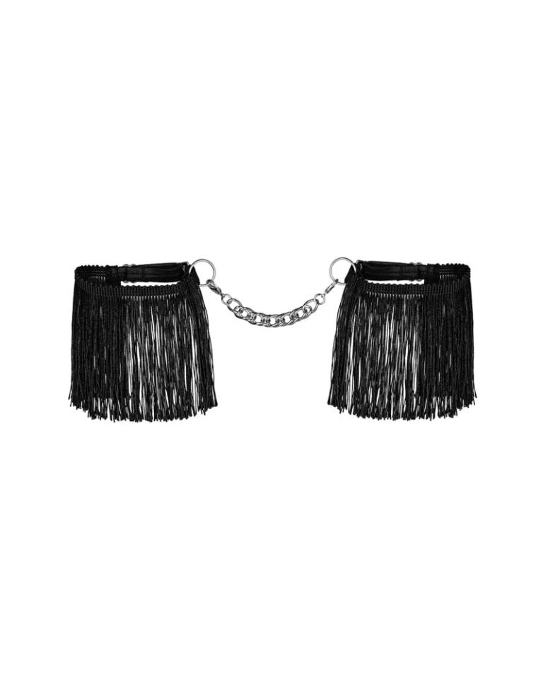 Obsessive Sherila Black Fringed Adjustable Wrist Cuffs