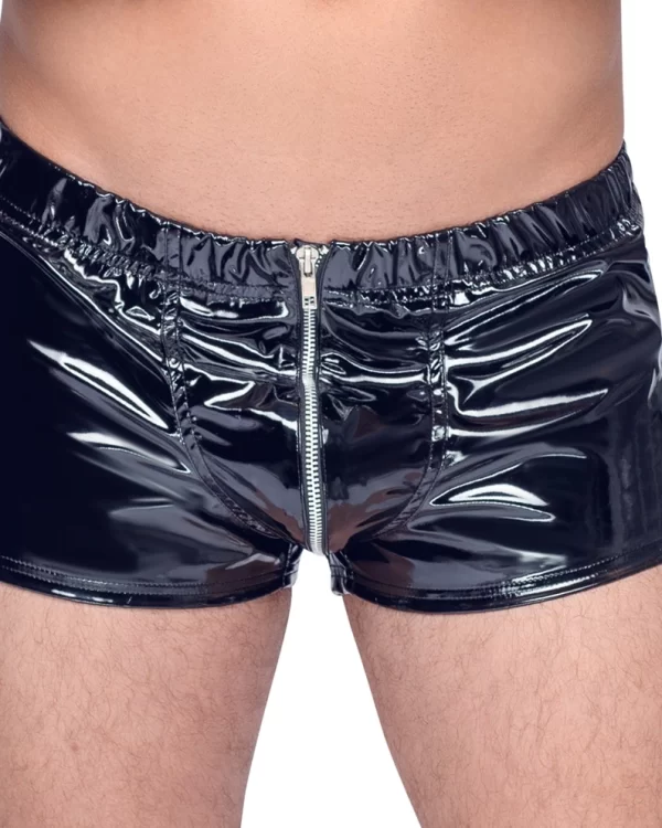 Black Level Vinyl M. Pants RV S - Shiny Black, Metal Zip, Size S