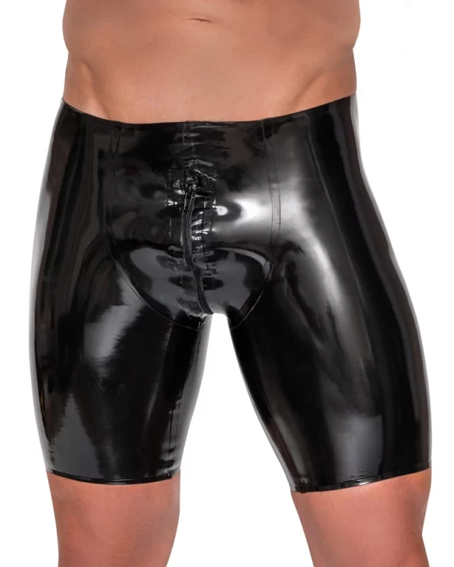LateX Men's Black Latex Pants with Full-Length Zip S 0.4mm