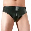 LateX Men's Shiny Black Latex Briefs S with Integrated Insert 0.4mm