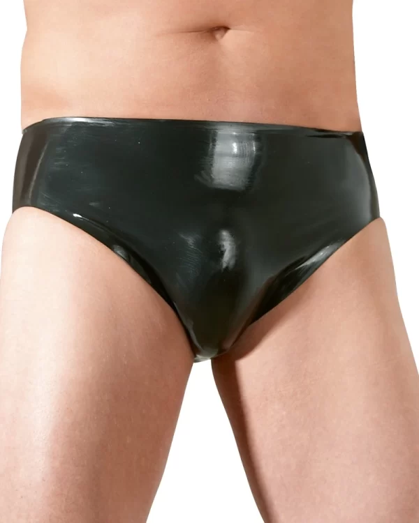 LateX Men's Shiny Black Latex Briefs S with Integrated Insert 0.4mm