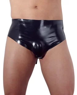 LateX Menâ€™s Latex Briefs S with Inflatable Internal Plug, Black