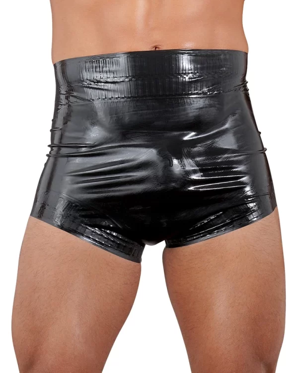 LateX Diaper Briefs Black S - Grooved Edge Latex Shorts