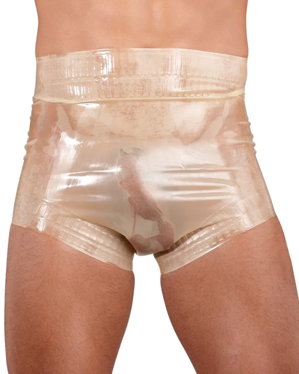 LateX Diaper-Style Briefs S Transparent Skin-Tone Latex Unisex