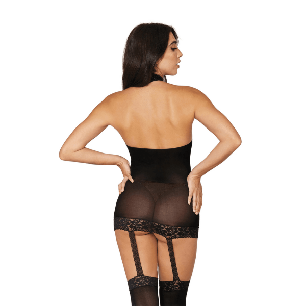Sheer Garter Dress - One Size - Black