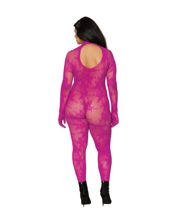 Bodystocking with Finger Gloves Diamond - Plus Size - Azalea
