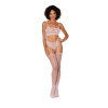 2-piece fishnet and knitted lace design bodystocking setBralette with front and back crisscross detailing and “X” design shoulder strapsMatching high-waisted panty with high-cut leg