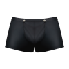 Snap off short features a tearaway pouchLow rise waistHigh cut legsFull coverageNickle-plated snaps/