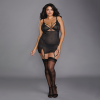 Fishnet textureUnderwireElastic strappingGold ringsKeyhole hem/