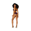 Women's Lace and Mesh 3 Piece Set - XL - Aubergine
