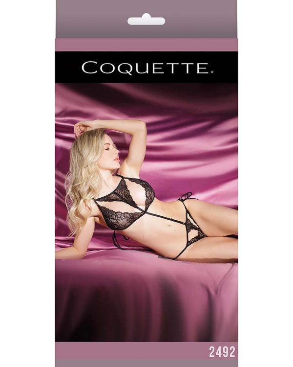 Crotchless Teddy with Side Tie and Cutouts - One Size