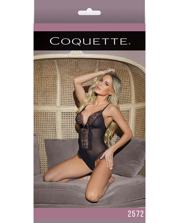 Transparent Crossless Lace Teddy - One Size