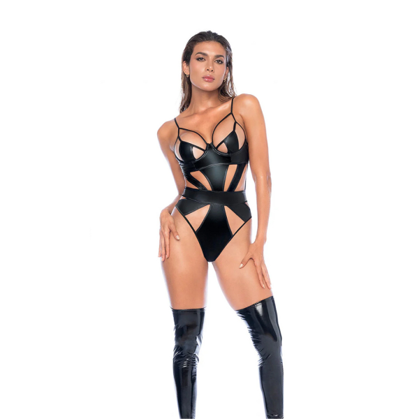 Alternative view of Bodysuit - S - Wet Look Black