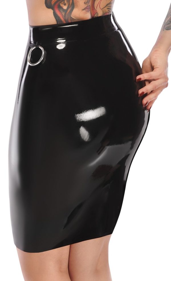 Knee-length skirt made out of latex